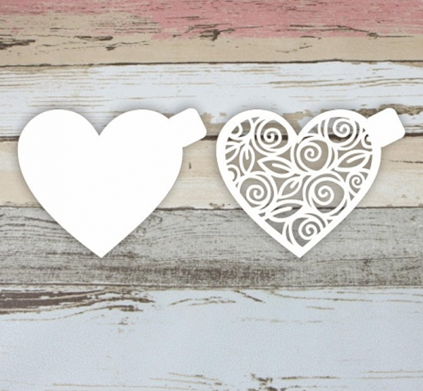 Трафарет кондитерский "Сердце ажурное и простое" 10 см 2 шт
