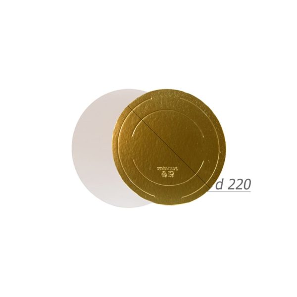 Подложка для торта d220мм h3,2мм золото/жемчуг
