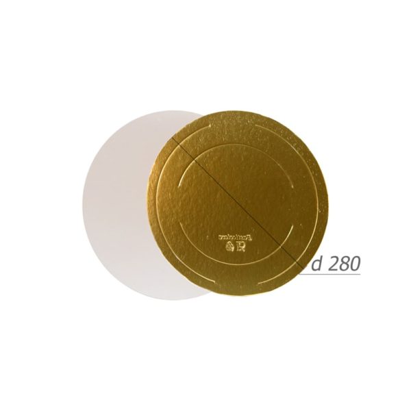 Подложка для торта d280мм h3,2мм золото/жемчуг