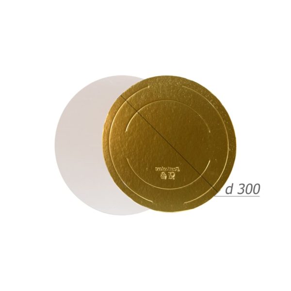 Подложка для торта d300мм h3,2мм золото/жемчуг