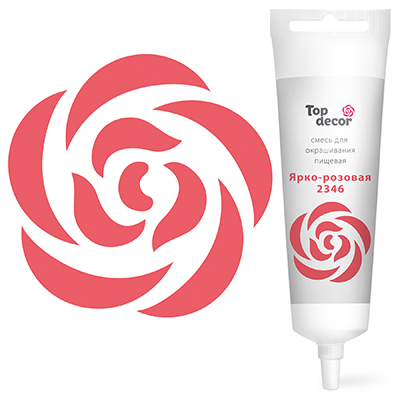 Краситель гелевый ЯРКО-РОЗОВАЯ "TopDecor", 100г. (Топдекор) пищевой