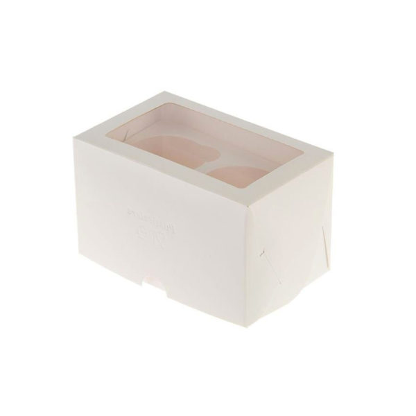Коробка на 2 капкейка БЕЛАЯ с ОКНОМ