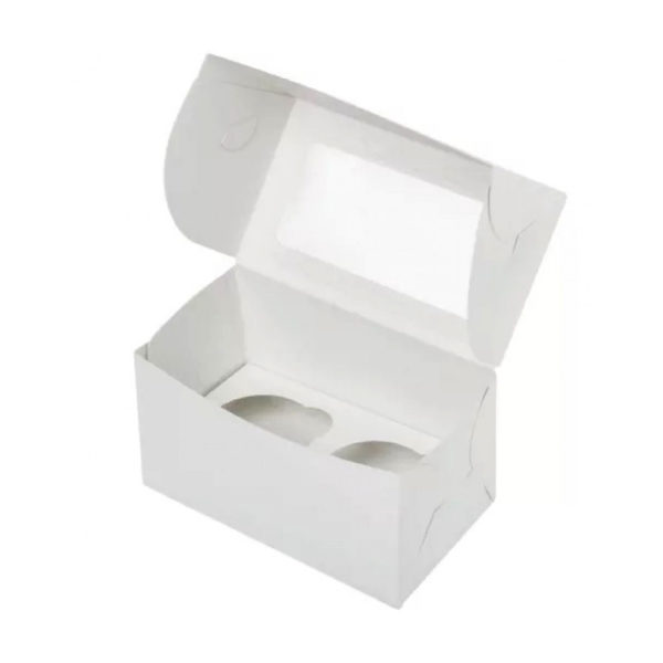 Коробка на 2 капкейка БЕЛАЯ с ОКНОМ