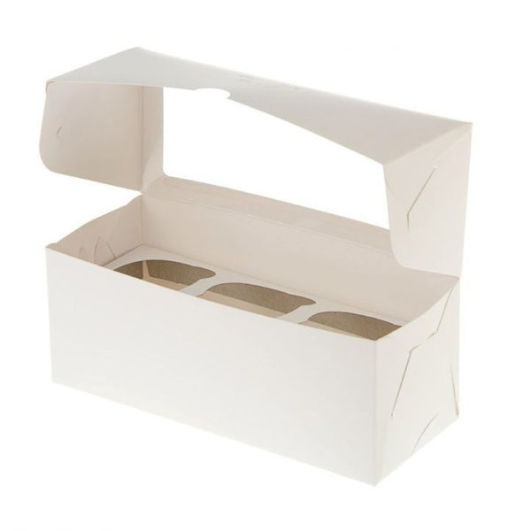 Коробка на 3 капкейка БЕЛАЯ с ОКНОМ