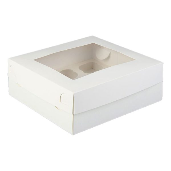 Коробка на 9 капкейк БЕЛАЯ с ПРЯМОУГОЛЬНЫМ ОКНОМ