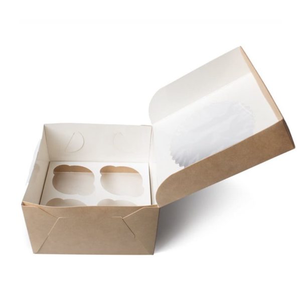 Коробка ECO MUF на 4 капкейка с окном