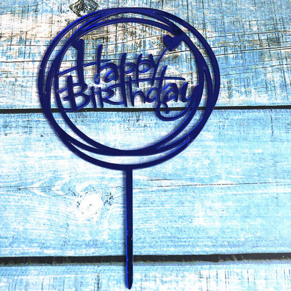 Топпер "Happy Birthday, круг" (синий)