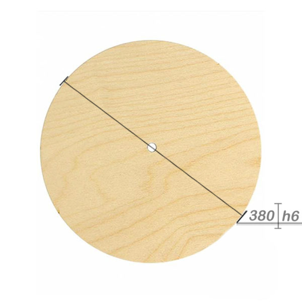 Подложка деревянная d380мм h6 с отверстием 10мм