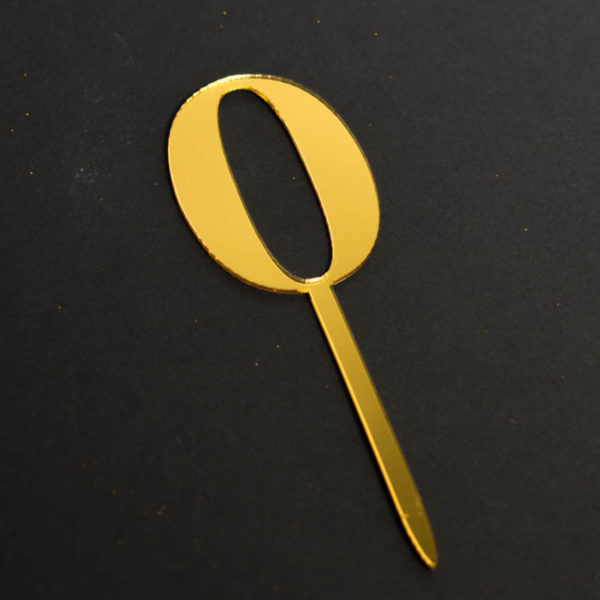 Топпер "Цифра 0" 3х5см (золотой)