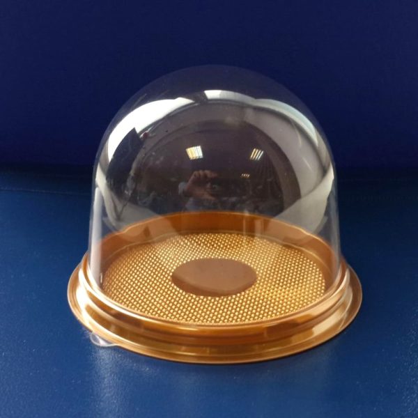 Упаковка для пирожного Полусфера d85 прозрачная, подложка золото