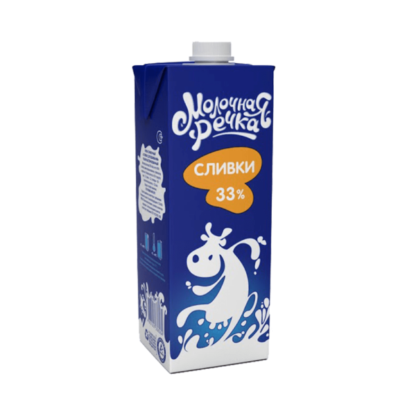 Сливки "МОЛОЧНАЯ РЕЧКА" натуральные у/п 33% 1000 гр