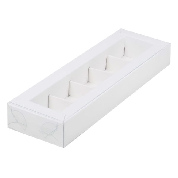 Коробка на 5 конфет с пластиковой крышкой (белая)