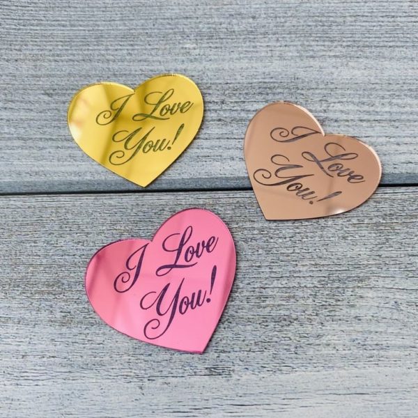 Топпер сердце МИНИ "I love you" (розовое), 1шт