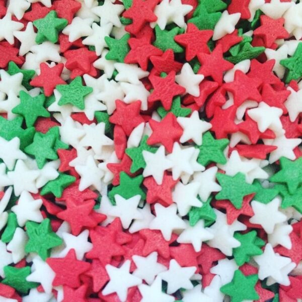 Посыпка Звезды красные, белые, зеленые, 50г.