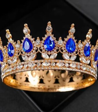 Корона на торт (золото с синими камнями)